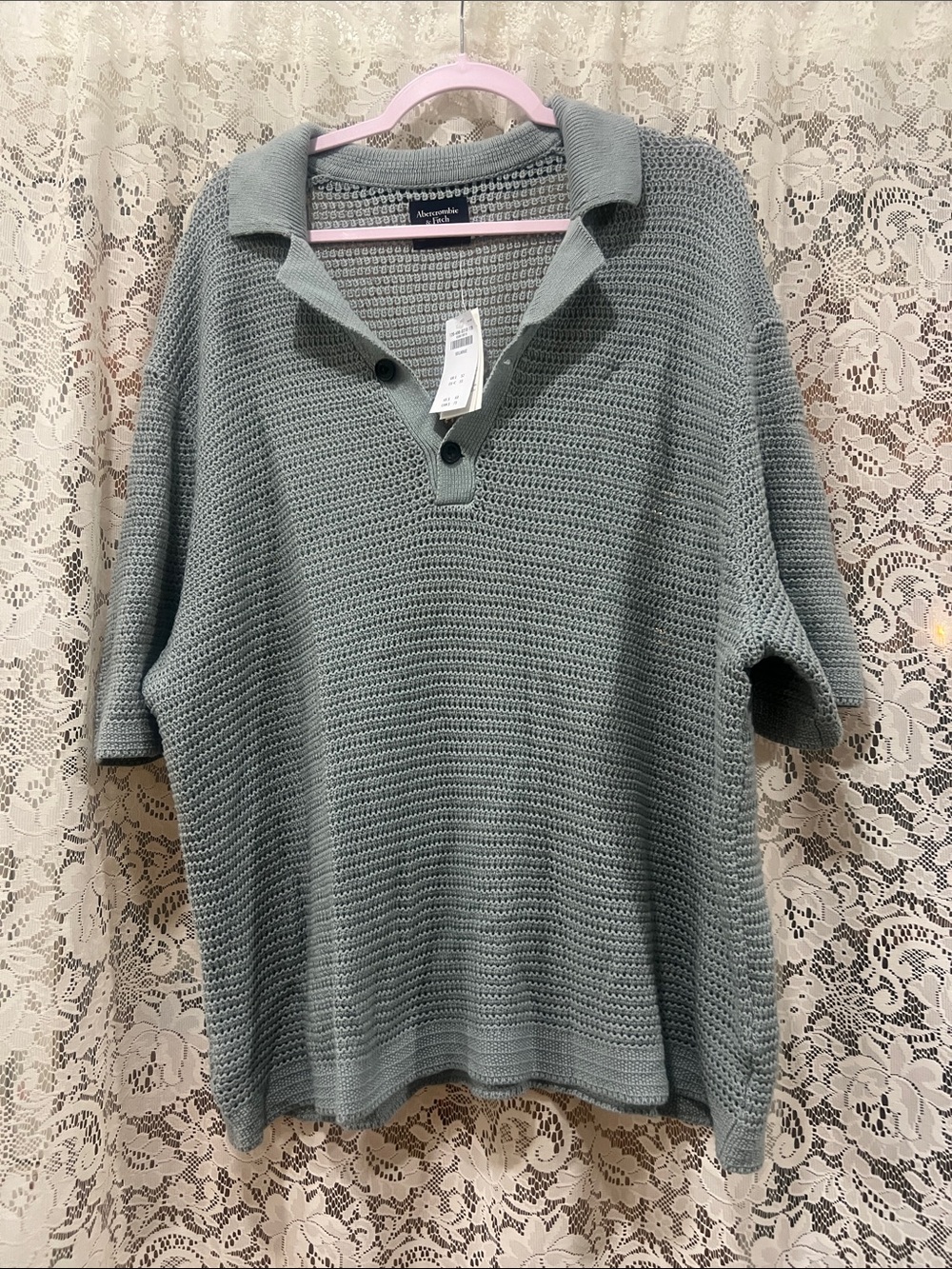 Abercrombie & Fitch Sage Green Open Knit Sweater